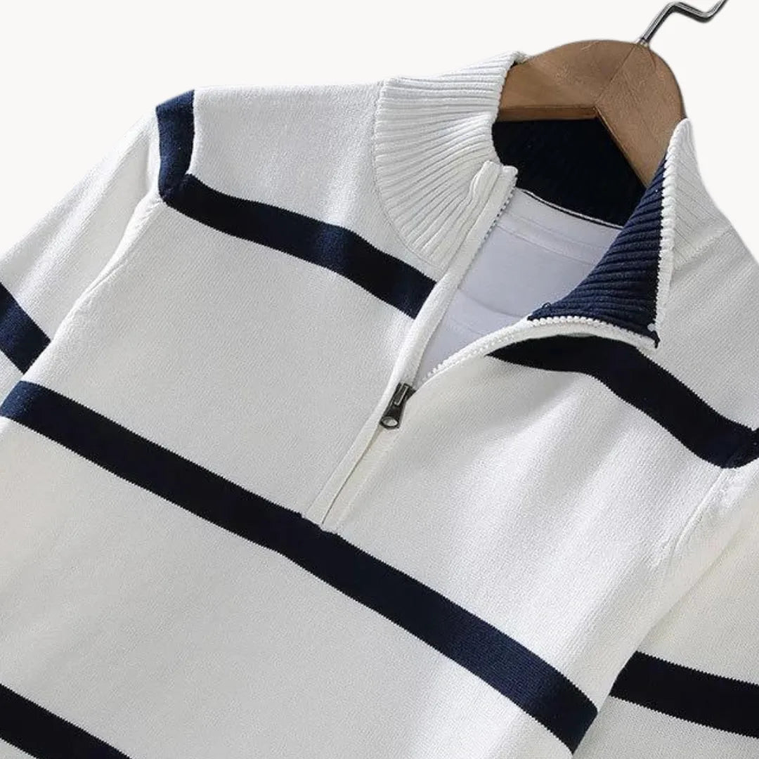 Trui met kwart rits en opstaande kraag