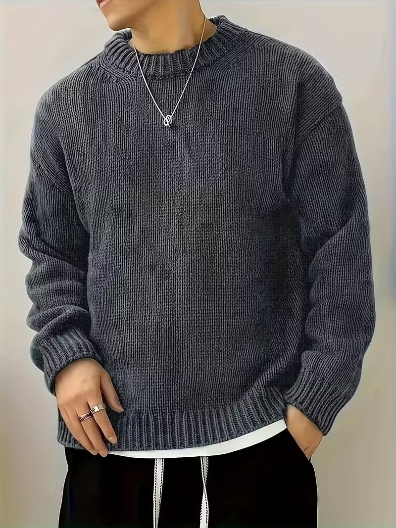 Trui met ronde hals en ribbelstructuur