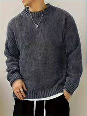 Trui met ronde hals en ribbelstructuur