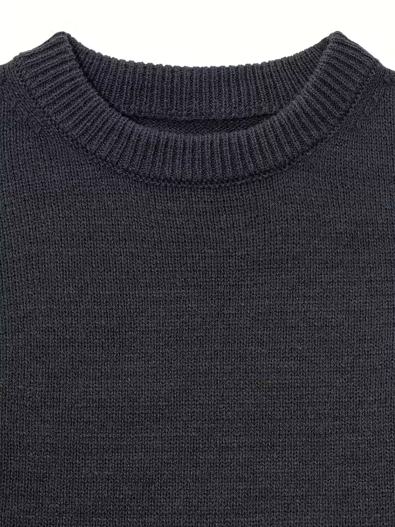 Trui met ronde hals en ribbelstructuur