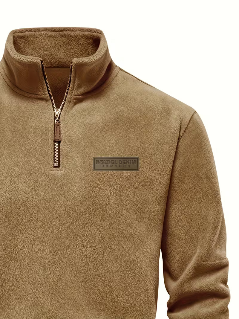 Trui met staande kraag en half-rits