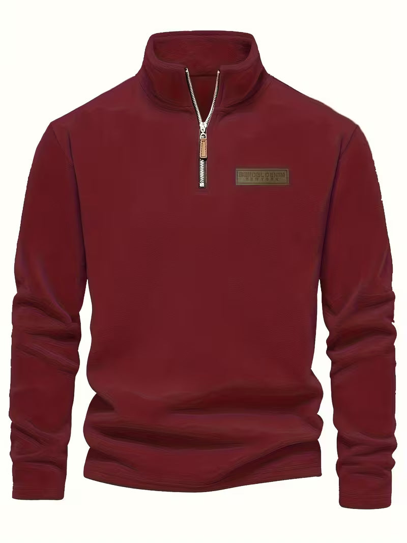 Trui met staande kraag en half-rits