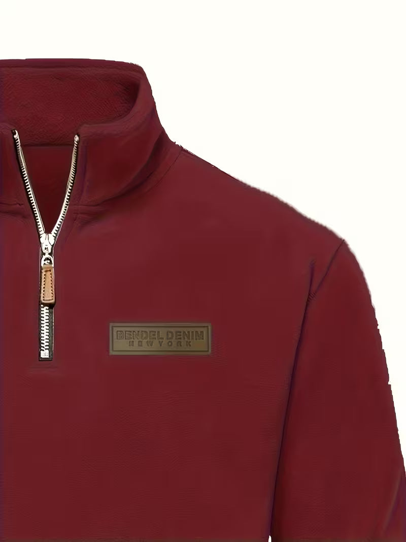 Trui met staande kraag en half-rits