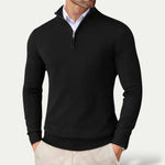 Trui van kasjmier met halve rits en slim fit