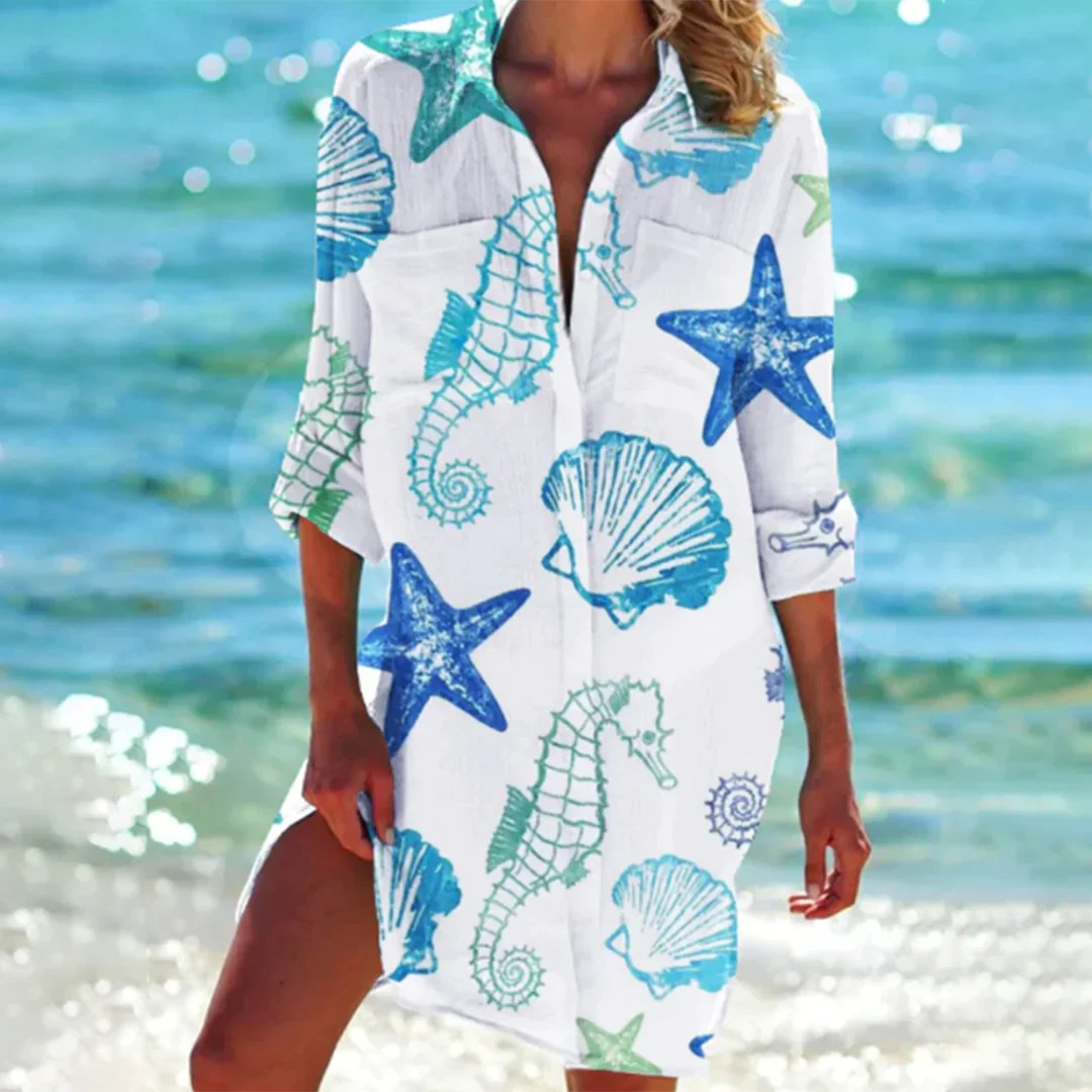 Zomerse hemdjurk - perfecte keuze voor een heldere en vrouwelijke uitstraling in de zomer. Deze jurk heeft een A-lijn vorm voor een flatterend profiel en is ideaal voor diverse zomerse activiteiten. Gemaakt van hoogwaardige stof met aandacht voor mooie en elegante details.