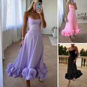 Feestjurk met een vintage geïnspireerd A-lijn silhouet, verfraaid met 3D-bloemenapplicaties. Deze jurk is ideaal voor lente- en zomeravonden en is verkrijgbaar in diverse kleuren. Perfect voor diverse speciale gelegenheden.
