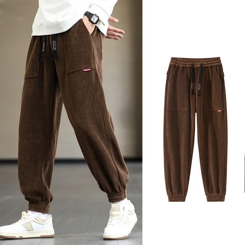 Darrell - Trendy ribfluwelen joggers