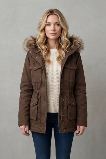 Hooded parka met nep bont