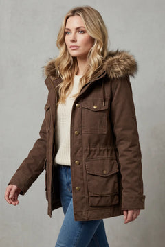 Hooded parka met nep bont