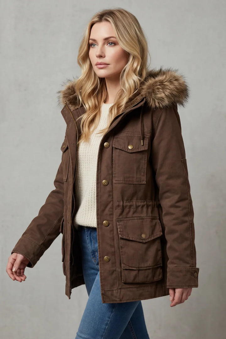 Hooded parka met nep bont
