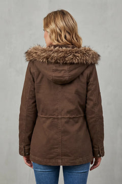 Hooded parka met nep bont