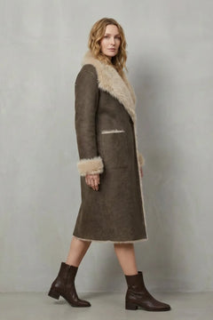 Omkeerbare faux shearling jas