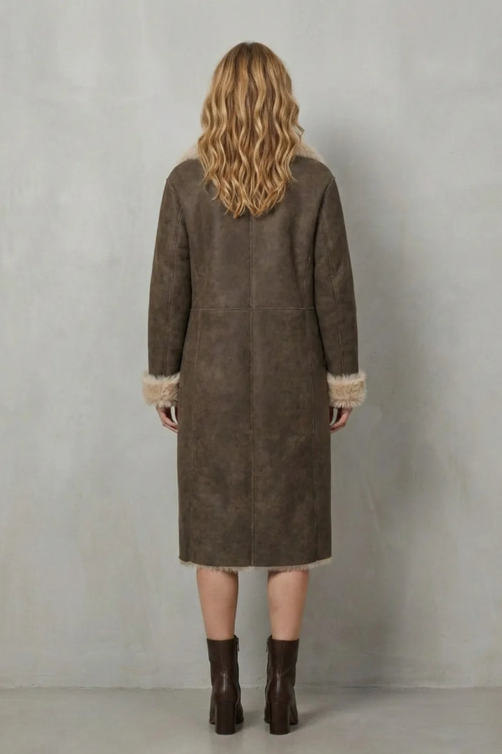 Omkeerbare faux shearling jas