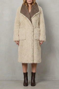 Omkeerbare faux shearling jas