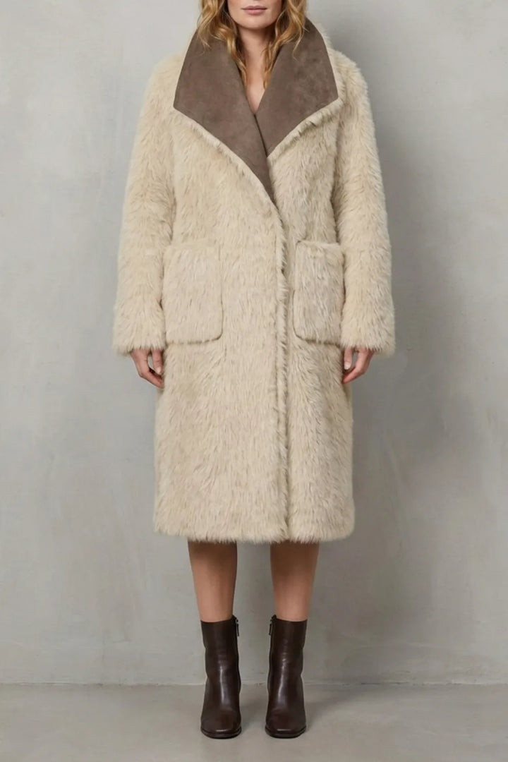 Omkeerbare faux shearling jas