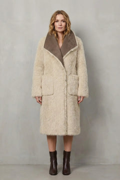 Omkeerbare faux shearling jas