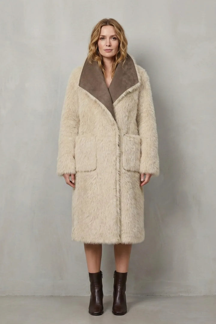 Omkeerbare faux shearling jas