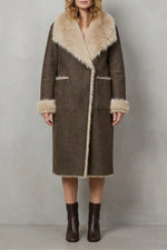 Omkeerbare faux shearling jas