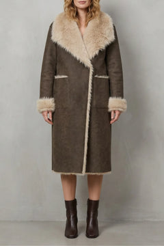 Omkeerbare faux shearling jas