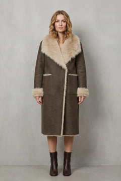 Omkeerbare faux shearling jas