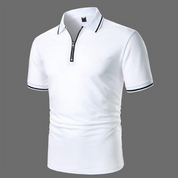 Max | Wit poloshirt met korte mouwen en rits