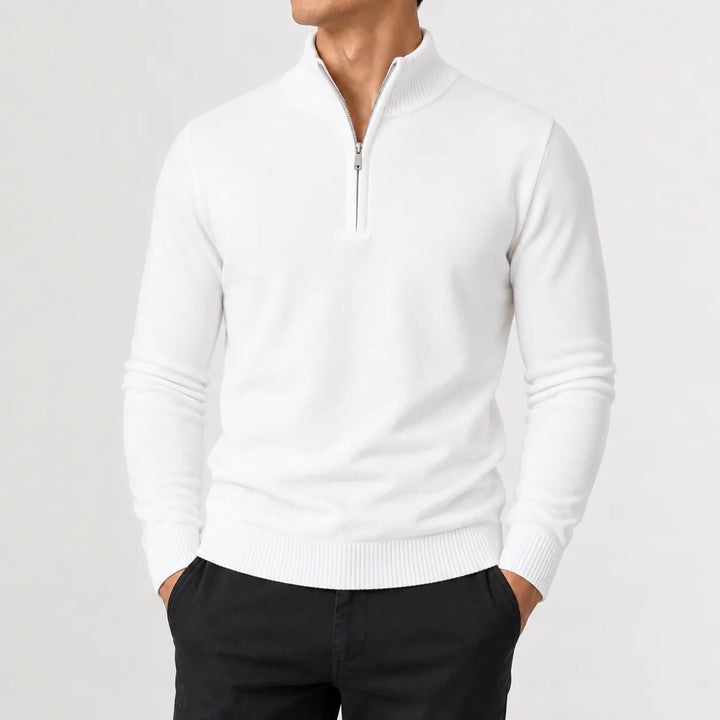 Zip-up trui met mock neckline