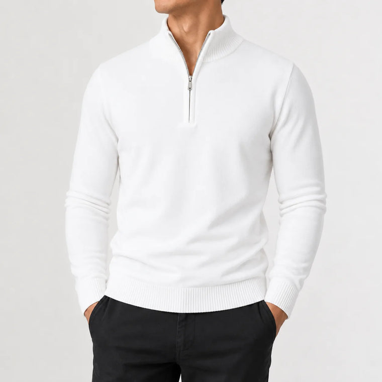 Zip-up trui met mock neckline