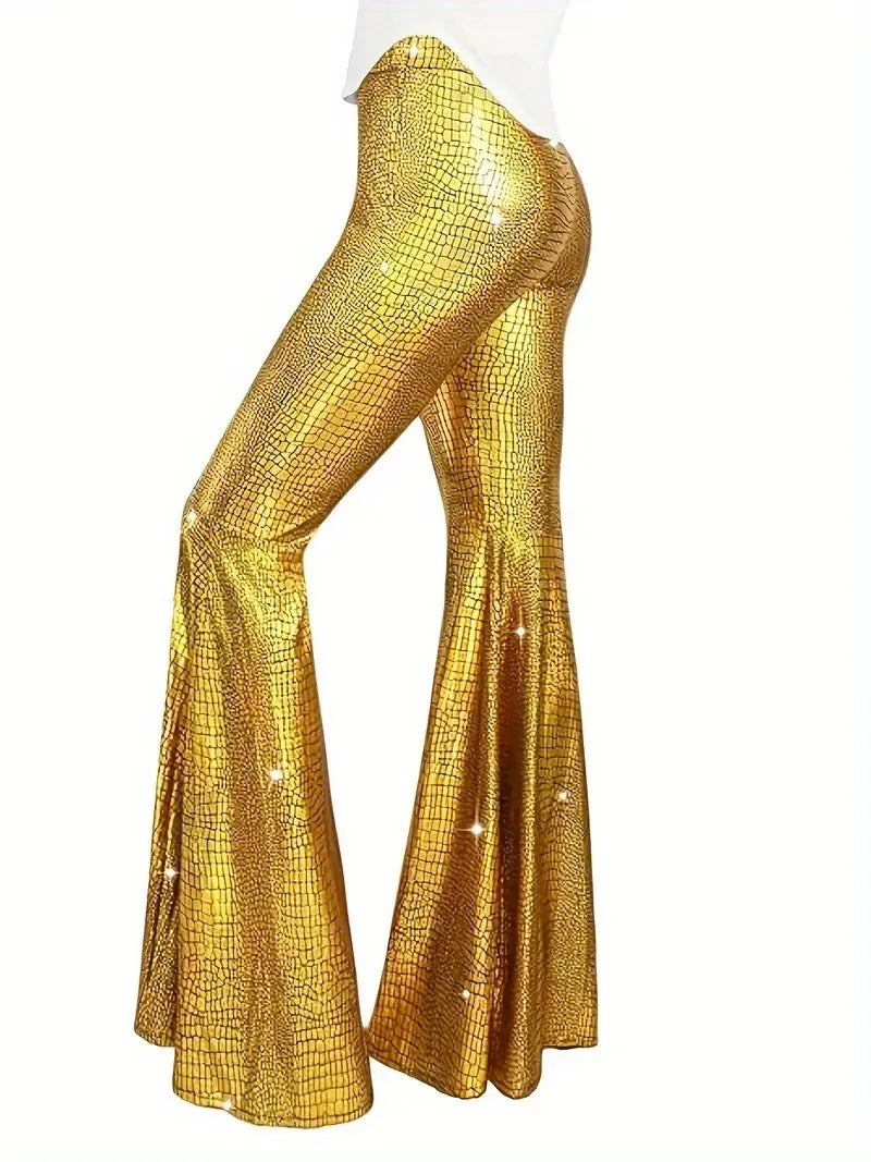 Wijdere broek met holografische afwerking