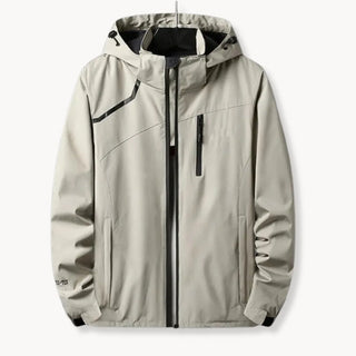 Windbreaker jas met capuchon en borstzak met rits