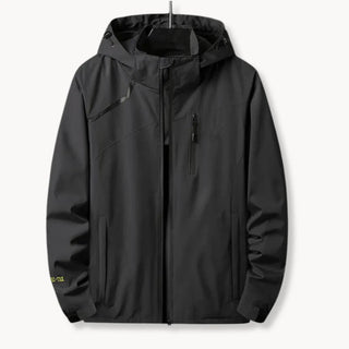 Windbreaker jas met capuchon en borstzak met rits