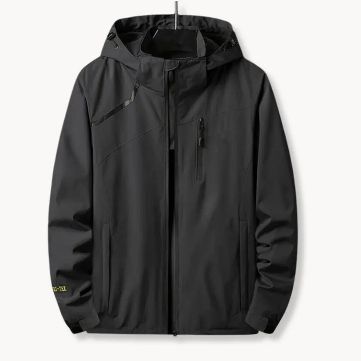 Windbreaker jas met capuchon en borstzak met rits