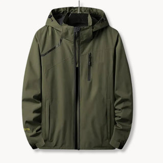 Windbreaker jas met capuchon en borstzak met rits