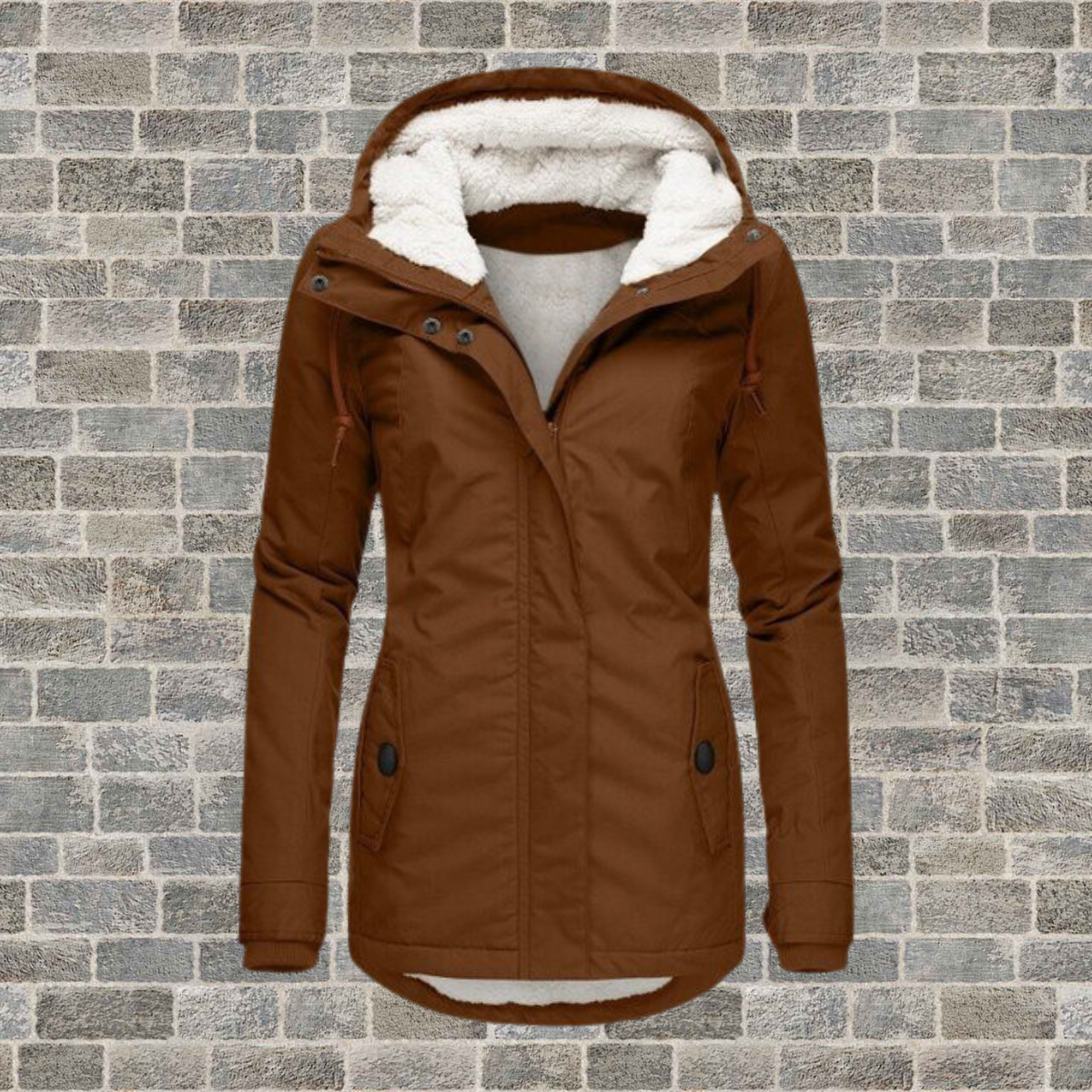 Winterjas met capuchon en fleece voering