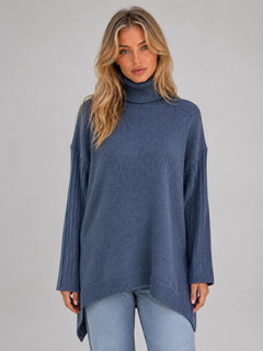 Oversized sweater met turtle neckline