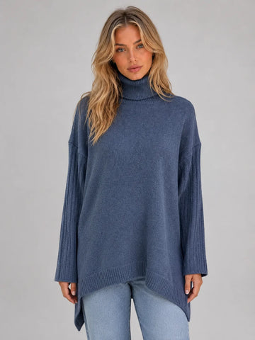 Oversized sweater met turtle neckline