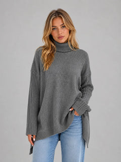 Oversized sweater met turtle neckline