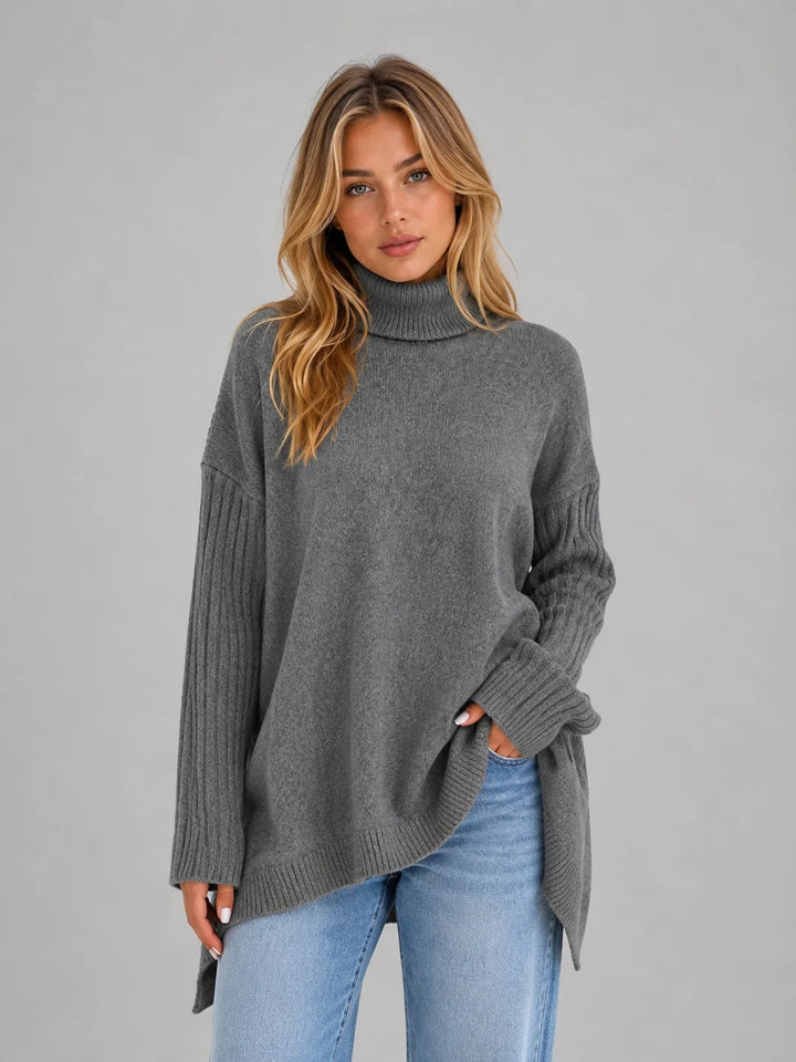 Oversized sweater met turtle neckline