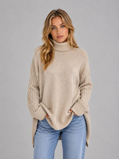 Oversized sweater met turtle neckline