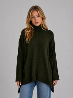 Oversized sweater met turtle neckline
