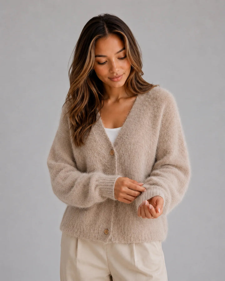 Cardigan met knopen en V-hals