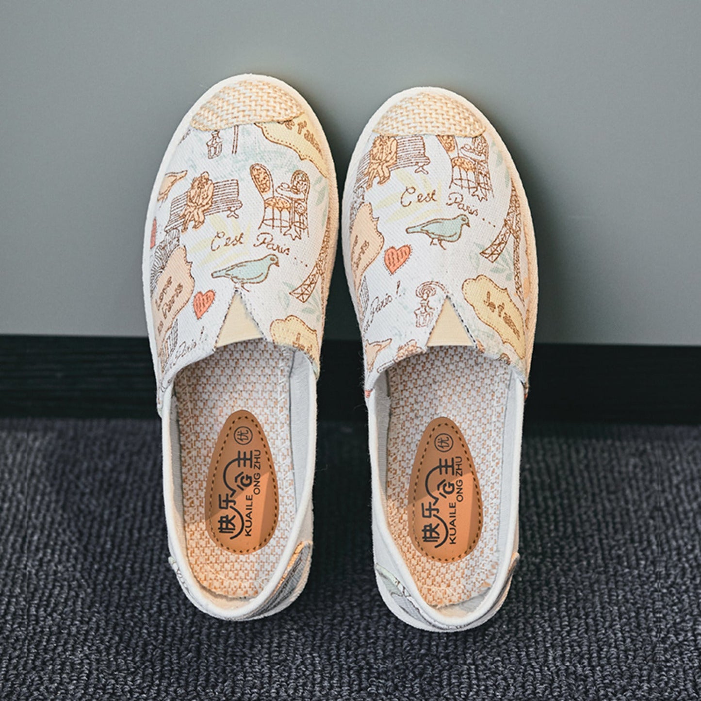 Nova | Bohemian canvas espadrilles met vintage print