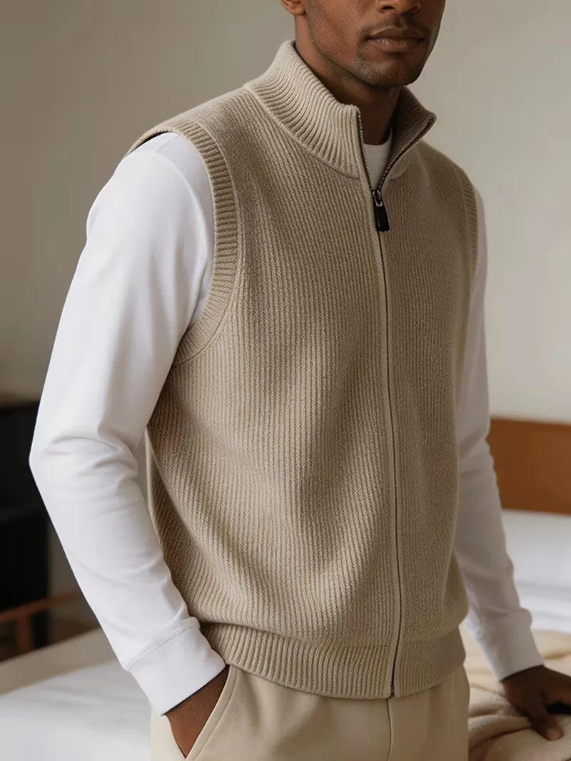 Knit vest met mock neckline