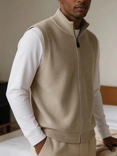Knit vest met mock neckline