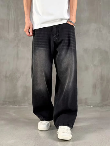 Loose fit jeans met wide leg