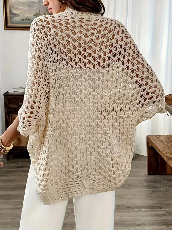Crochet cardigan lichtbeige