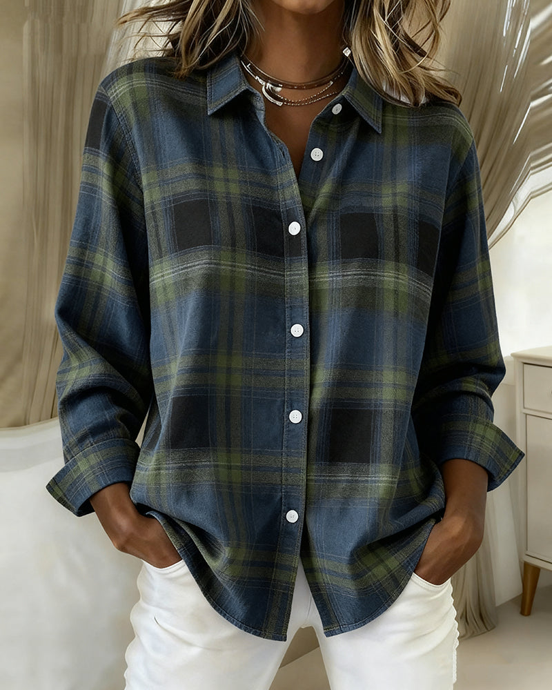 Checked Shirt with Collar & Long Sleeves