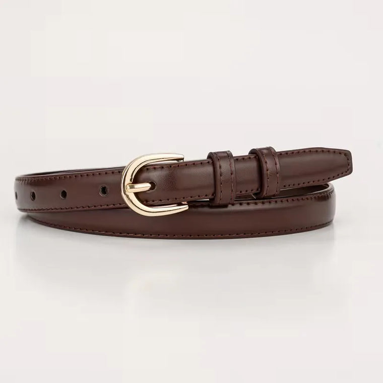 Smalle riem met half-oval gesp