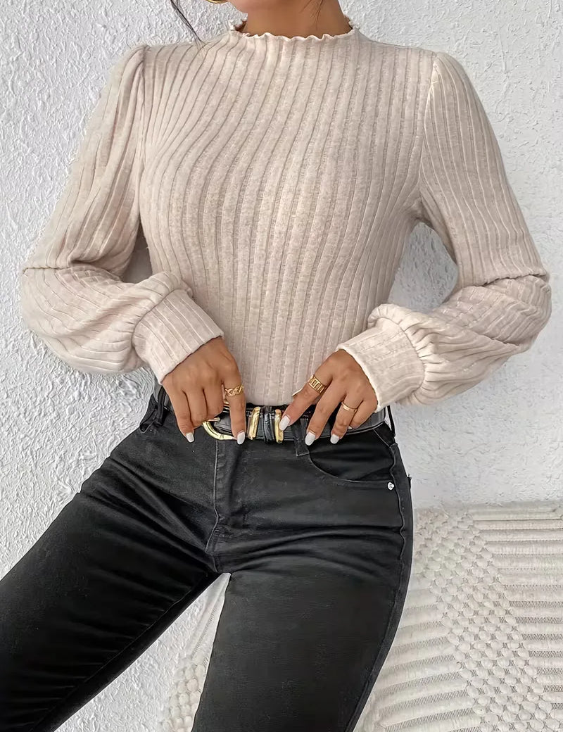 Bodysuit met rib-knit en lange mouwen