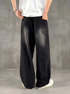 Loose fit jeans met wide leg
