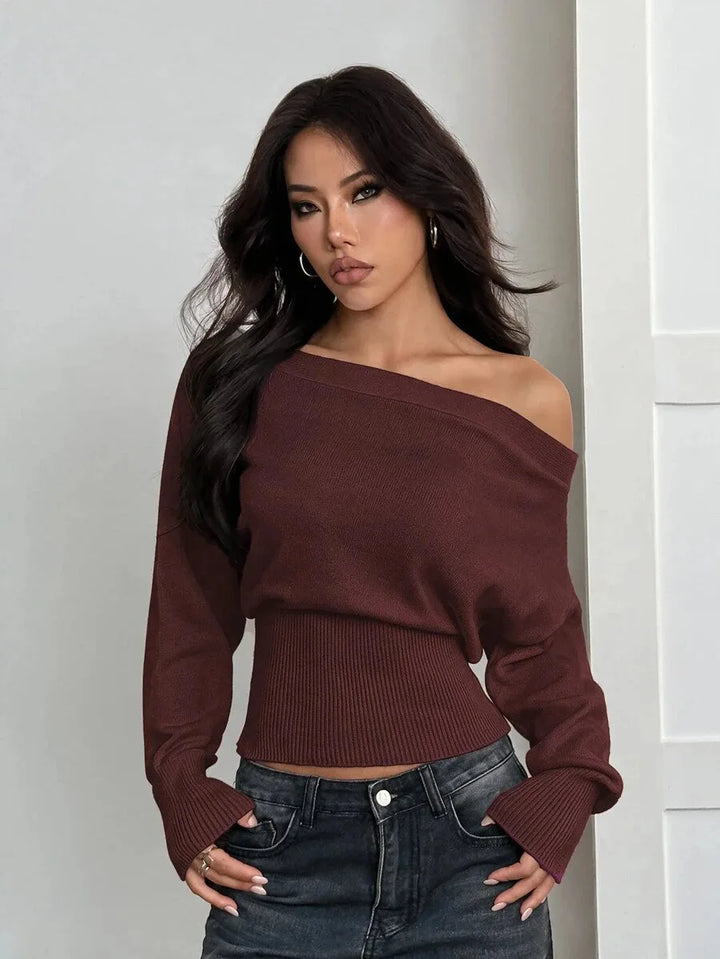 Oversized trui met asymmetrische hals